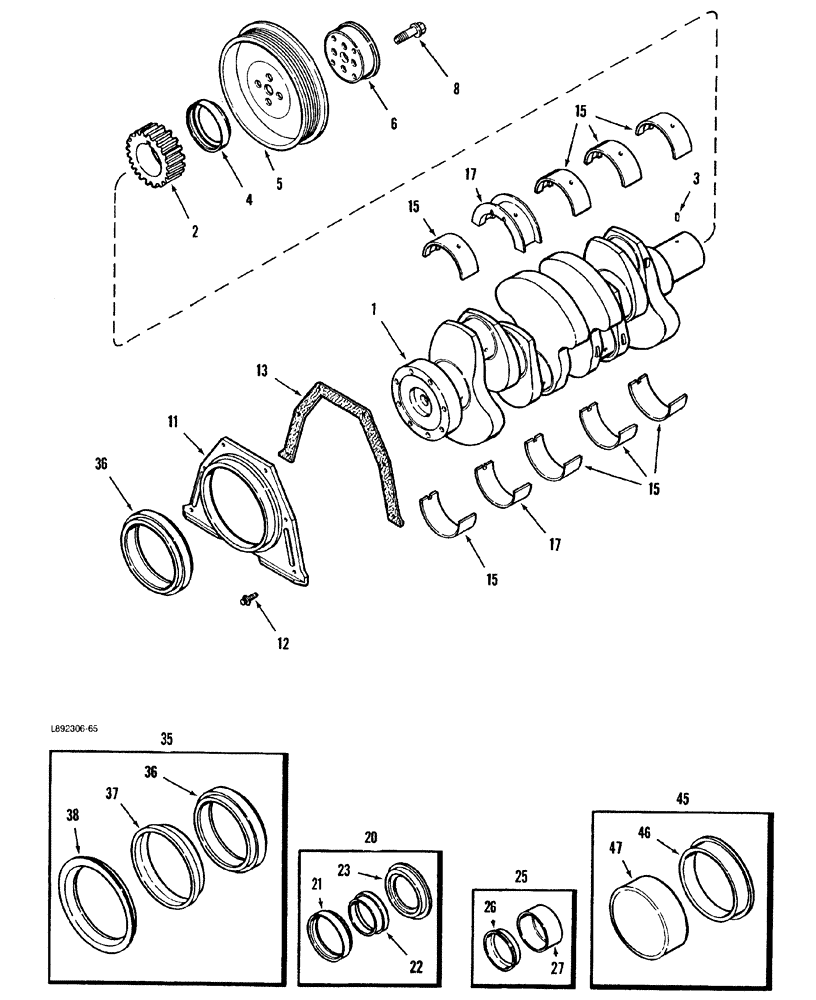 Схема запчастей Case IH 8840 - (10-036) - CRANKSHAFT (DIESEL) (10) - ENGINE