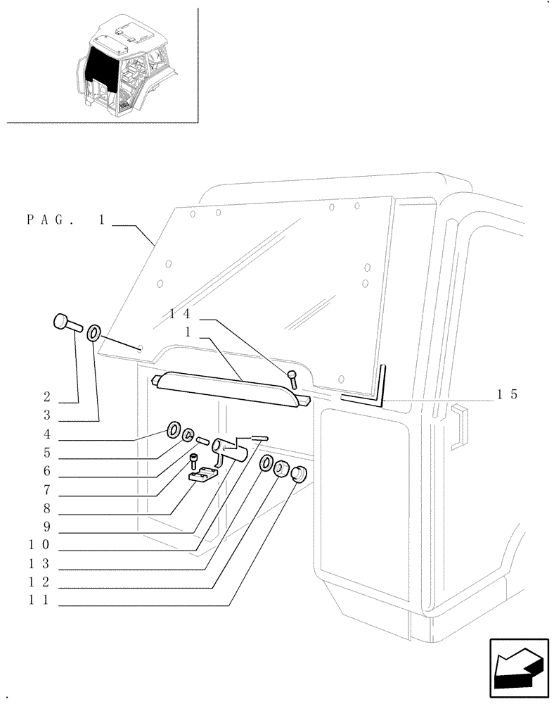 Схема запчастей Case IH JX100U - (1.92.3/01[02]) - (VAR.640) HINGED WINDSHIELD - FASTENERS (10) - OPERATORS PLATFORM/CAB