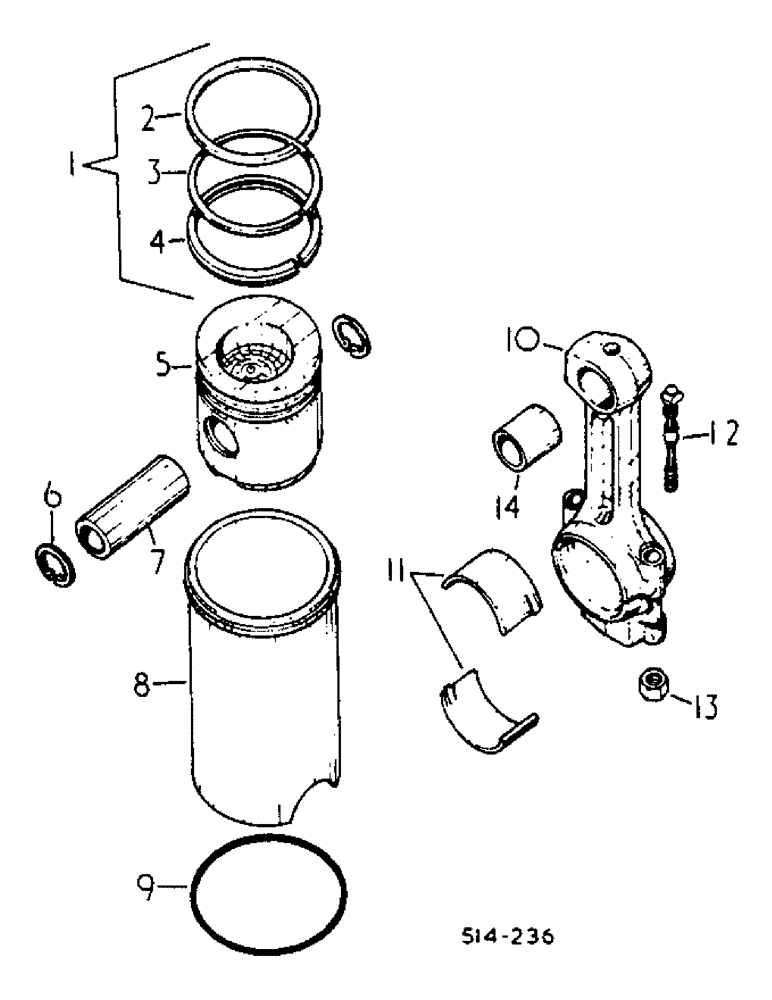 Схема запчастей Case IH 884 - (12-19) - CONNECTING ROD, PISTONS AND SLEEVE Power