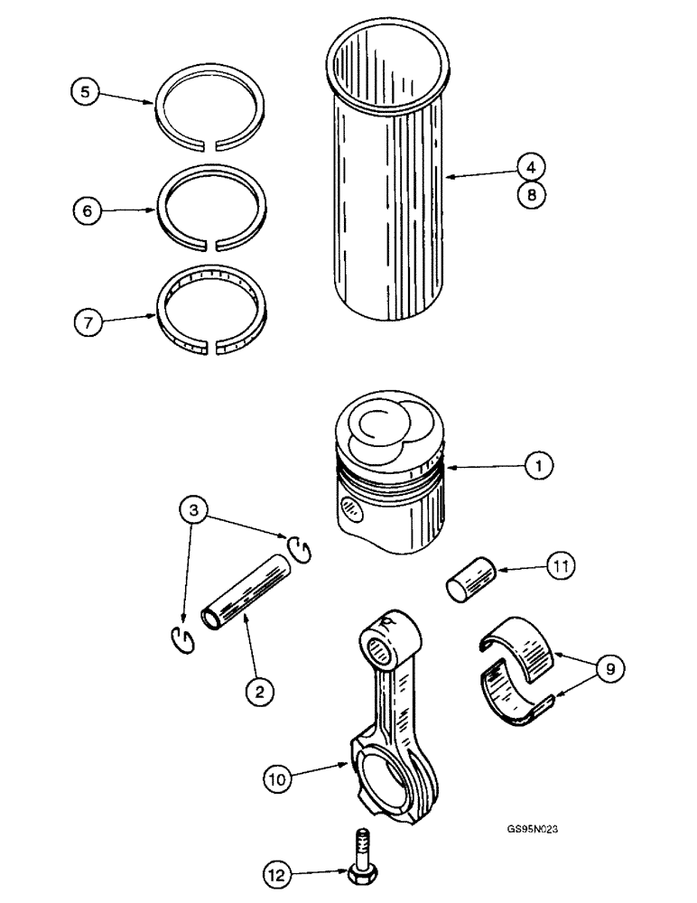 Схема запчастей Case IH D-236 - (4-10) - CONNECTING RODS & SLEEVE SETS, MACHINES W/ENGINE S/N 16621 & AFTER 