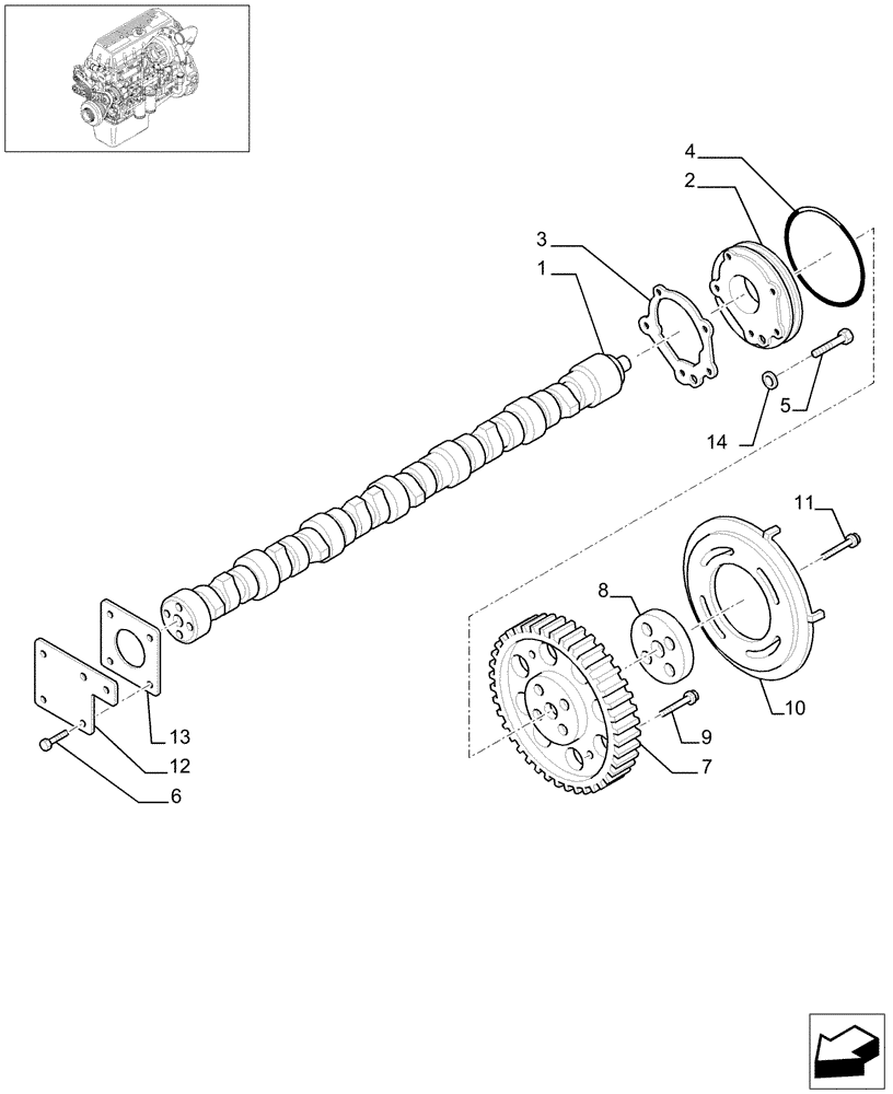 Схема запчастей Case IH AFX8010 - (B.10.A.40[1]) - CAMSHAFT (504004356) B - Power Production