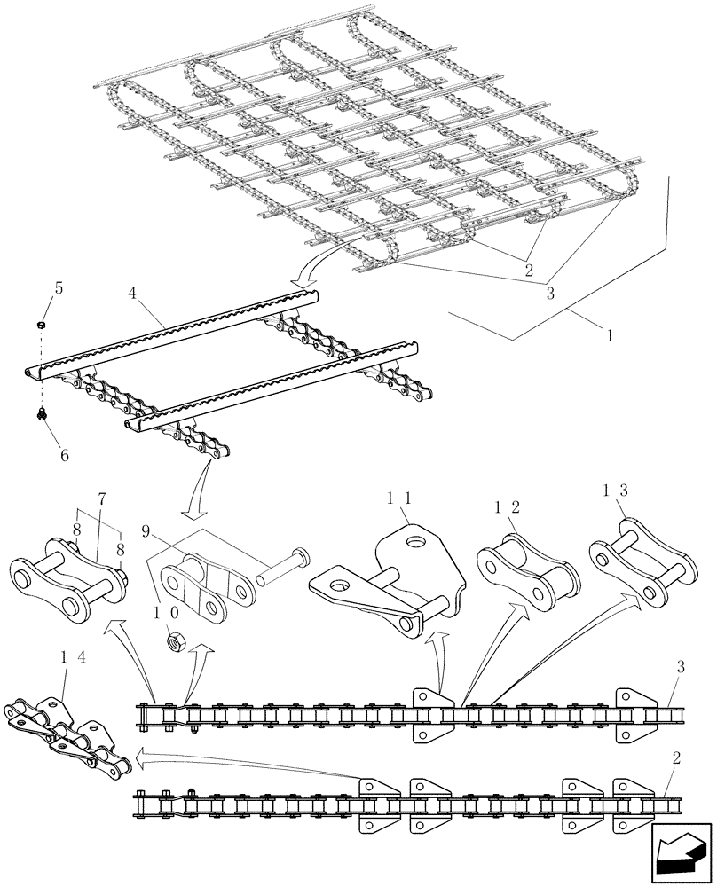 Схема запчастей Case IH 9120 - (60.105.03) - CHAIN ASSY AND FEEDER SLATS (60) - PRODUCT FEEDING