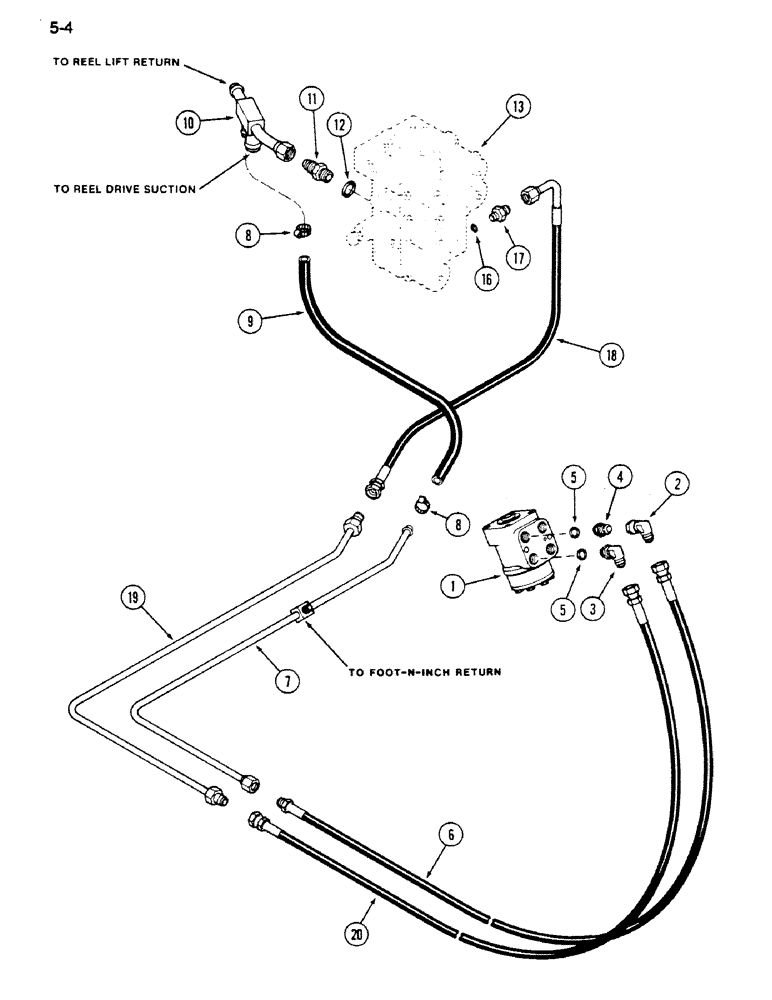 Схема запчастей Case IH 1620 - (5-004) - POWER STEERING CIRCUIT, SUPPLY AND RETURN (04) - STEERING