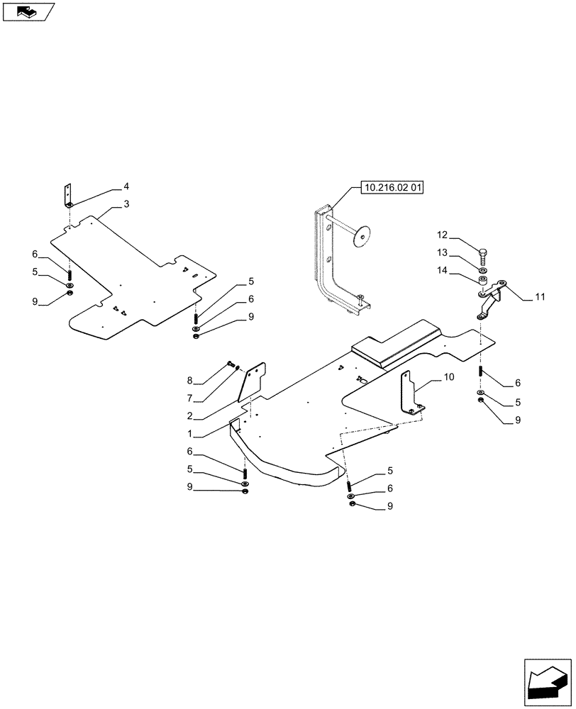 Схема запчастей Case IH PUMA 170 - (10.216.0201) - FUEL TANK GUARDS - LOWER GUARD (VAR.744455-744456/720131; VAR.744457-744458/743100) (10) - ENGINE