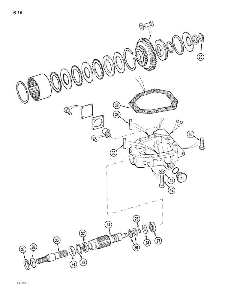 Схема запчастей Case IH 95-SERIES - (6-18) - TRANSFER GEARBOX, MFD AXLE (06) - POWER TRAIN