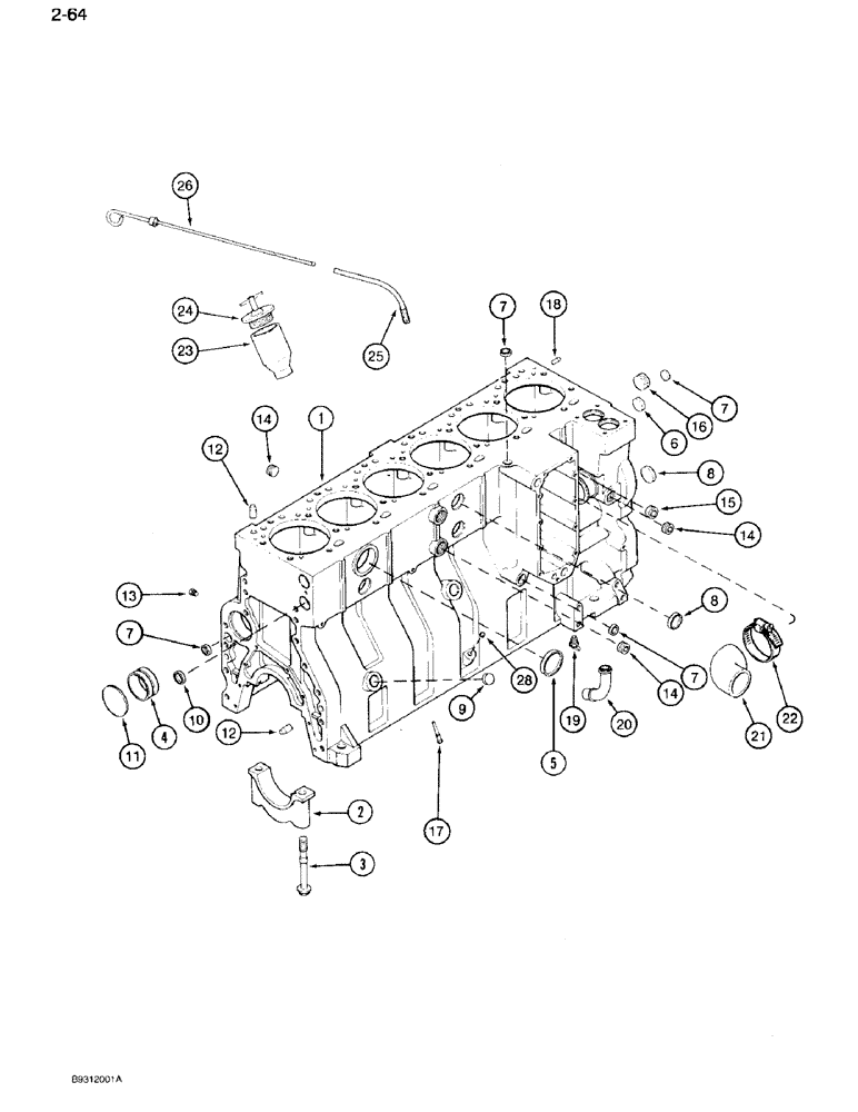 Схема запчастей Case IH 7120 - (2-62) - CYLINDER BLOCK, 6T-830 ENGINE, BLOCK WITH 12 PISTON COOLING NOZZLES, ENGINE S/N 44706126 - 44823527 (02) - ENGINE