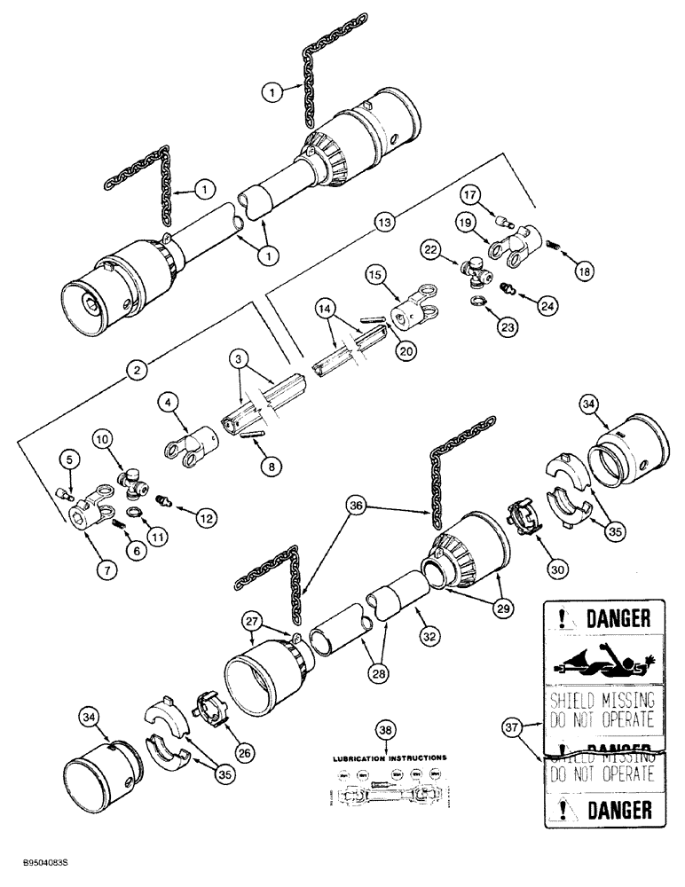 Схема запчастей Case IH 1660 - (09-09) - 1044, 1064, 1083, 1084 HEADER DRIVE SHAFTS, BONDIOLI AND PAVESI (09) - CHASSIS/ATTACHMENTS