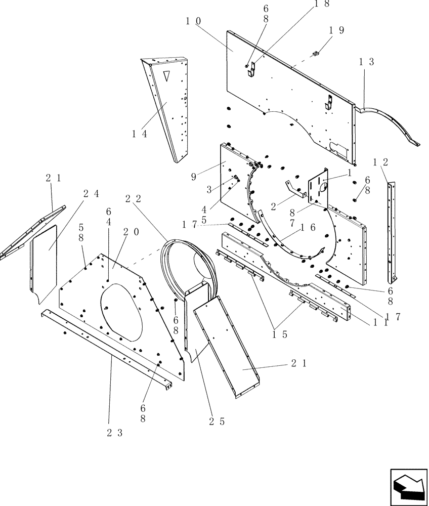 Схема запчастей Case IH 6130 - (66.260.31) - SUPPORT ASSEMBLY, ROTOR CAGE REAR, SHIELDS FOR CHOPPER (66) - THRESHING