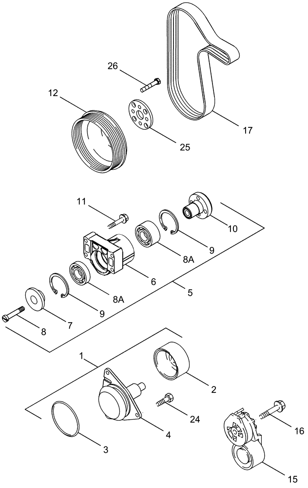 Схема запчастей Case IH TITAN 3020 - (02-037[01]) - FLX WATER PUMP, FAN DRIVE, BELT TENSIONER (01) - ENGINE