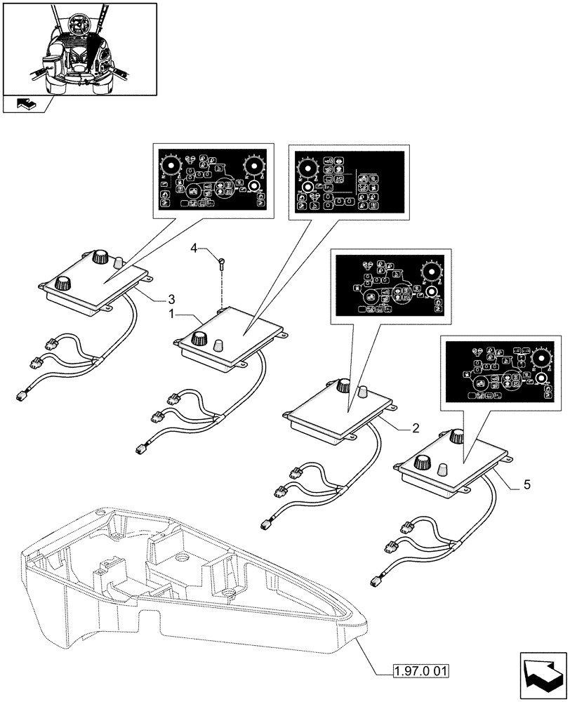 Схема запчастей Case IH PUMA 140 - (1.75.1[03]) - ARMREST CONTROL UNIT - INTEGRATED CONTROL PANEL (06) - ELECTRICAL SYSTEMS