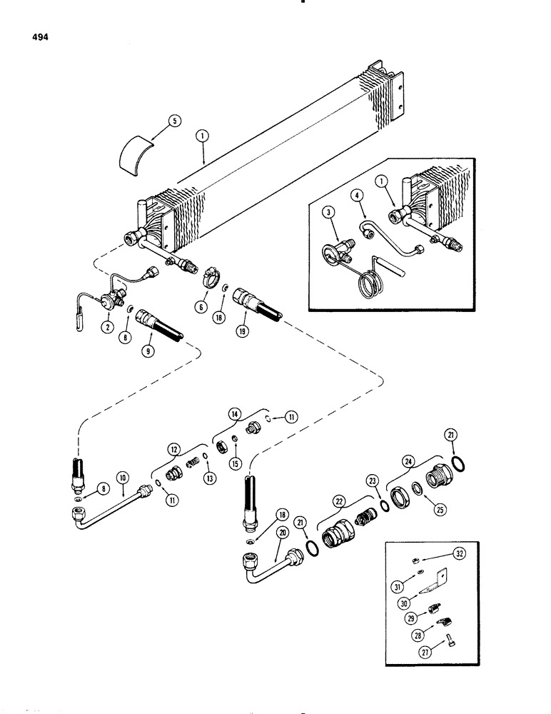 Схема запчастей Case IH 1270 - (494) - CAB, EVAPORATOR AND LINES (09) - CHASSIS/ATTACHMENTS