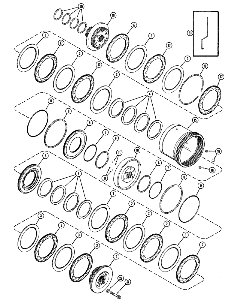 Схема запчастей Case IH 2590 - (6-190) - CLUTCH, C2, AND, C3, CLUTCHES (06) - POWER TRAIN