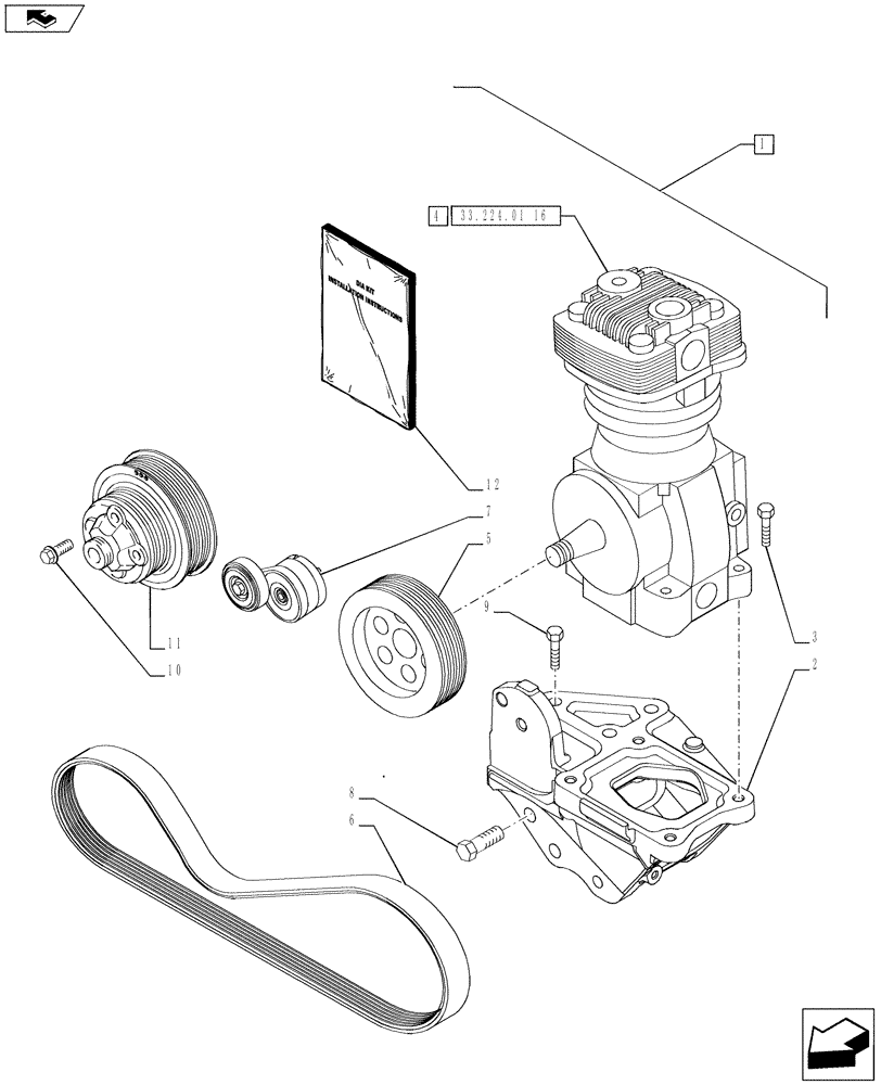 Схема запчастей Case IH PUMA 230 - (88.033.05[01]) - DIA KIT - PNEUMATIC TRAILER BRAKE (UK) - AIR COMPRESSOR (88) - ACCESSORIES