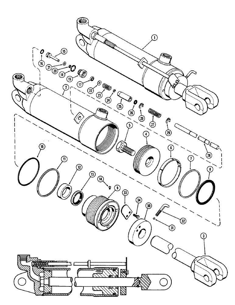 Схема запчастей Case IH 1370 - (376) - G33769 REMOTE HYDRAULIC CYLINDER, 4 INCH X 8 INCH CYLINDER, GLAND WITHOUT CENTER BEARING (09) - CHASSIS/ATTACHMENTS