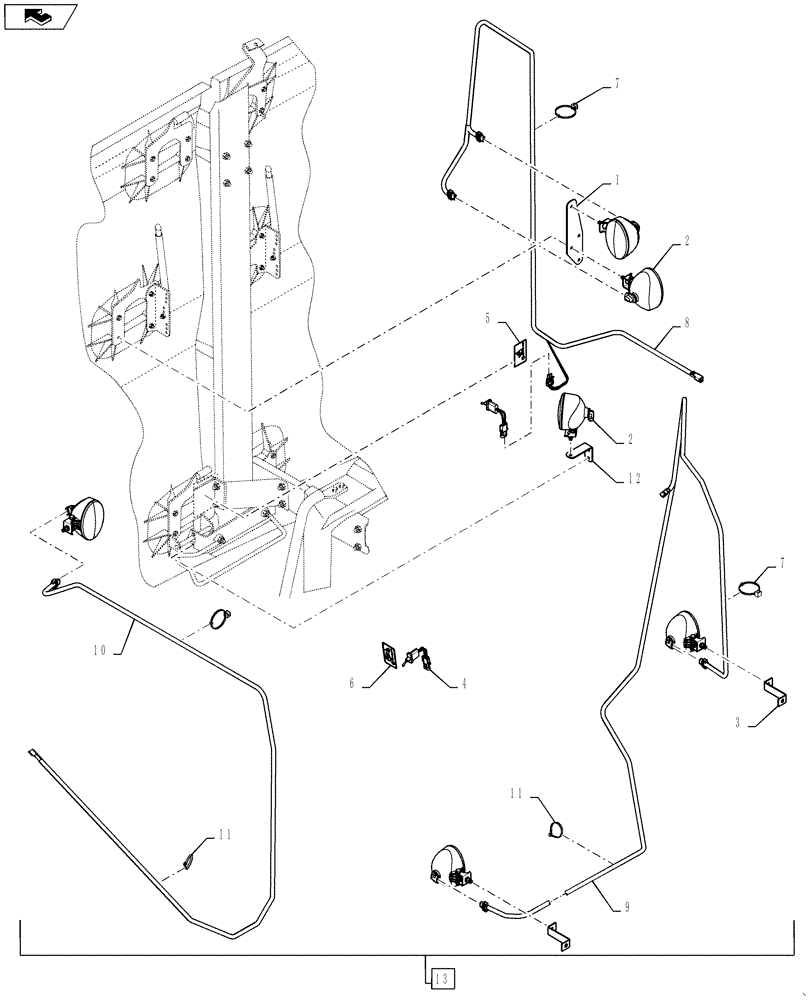 Схема запчастей Case IH 5130 - (55.404.44[02]) - LIGHTING, UNDERPANEL CONTINUED (55) - ELECTRICAL SYSTEMS