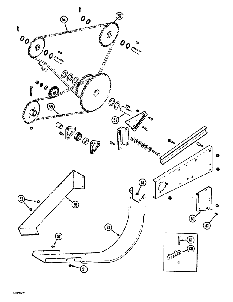 Схема запчастей Case IH 1660 - (9E-20) - GRAIN TANK UNLOADER, CHAIN DRIVE, PRIOR TO P.I.N. JJC0102897 (CONTD) (17) - GRAIN TANK & UNLOADER