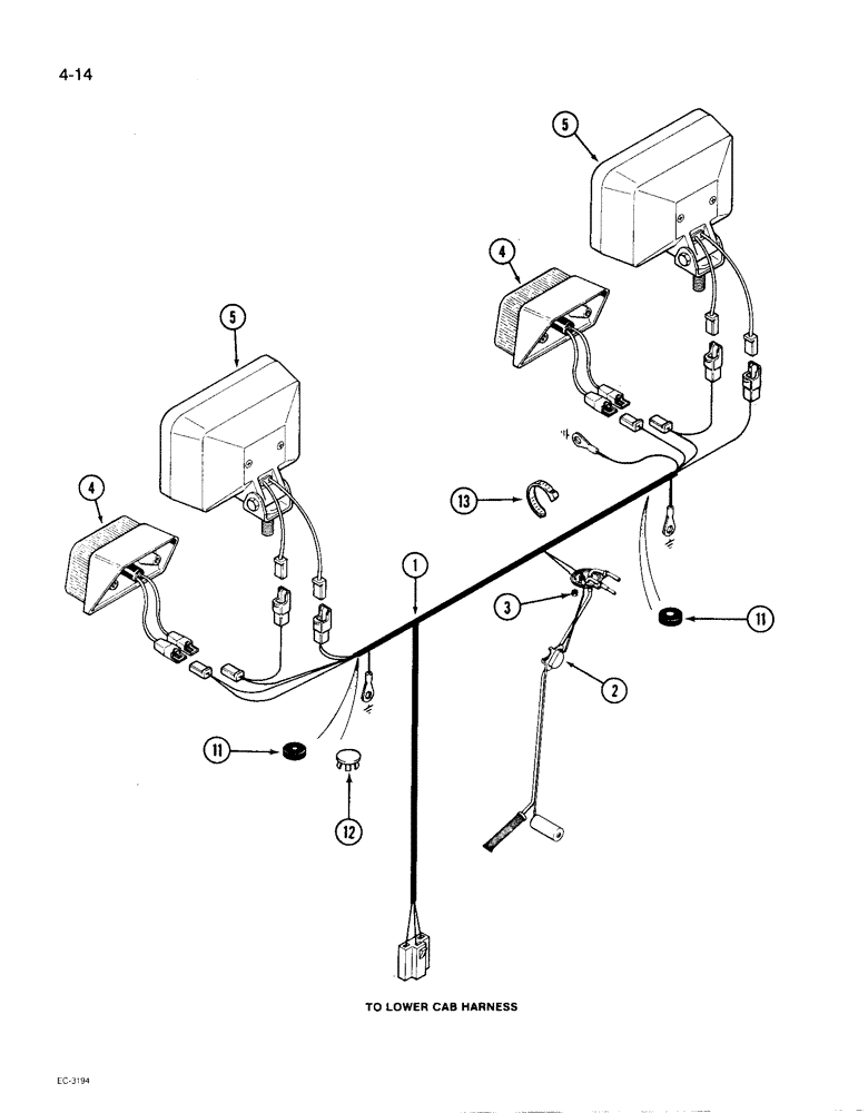 Схема запчастей Case IH 1896 - (4-14) - REAR COMPONENT HARNESS (04) - ELECTRICAL SYSTEMS