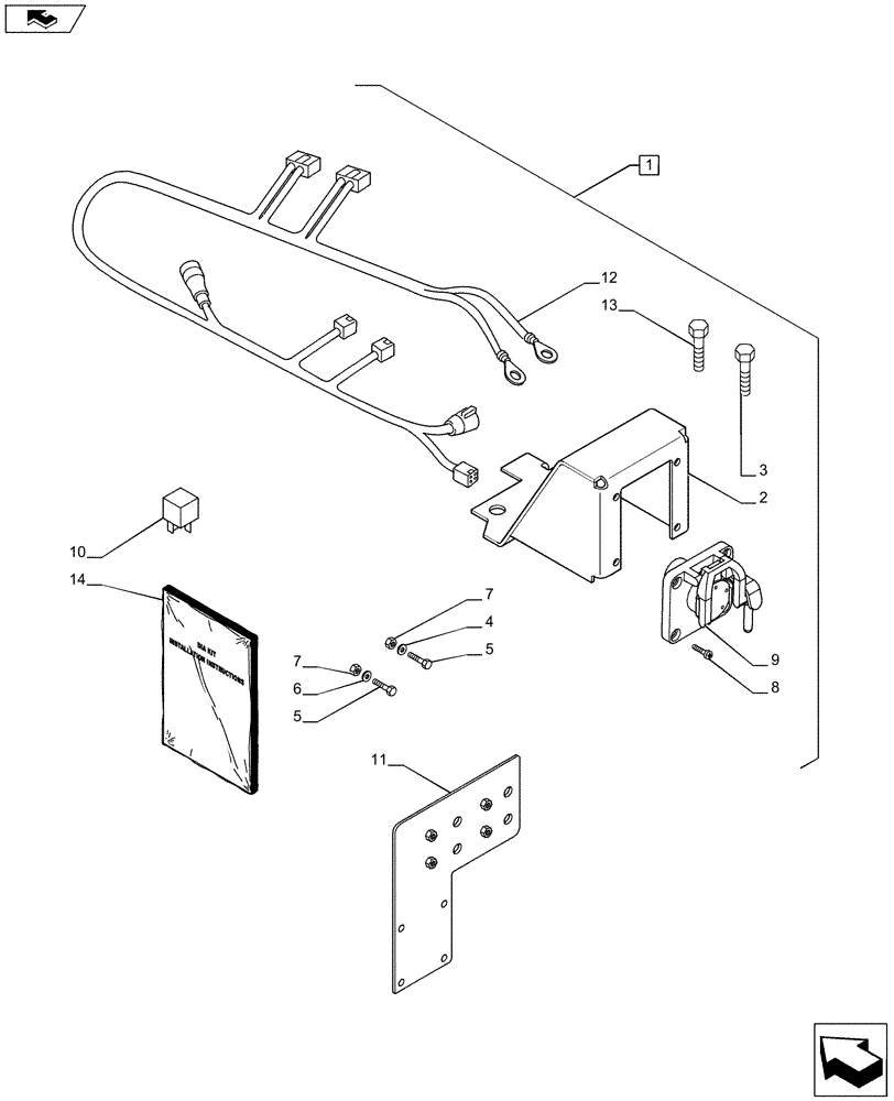 Схема запчастей Case IH PUMA 215 - (88.055.18) - DIA KIT - ISO BUS MOUNTING (88) - ACCESSORIES