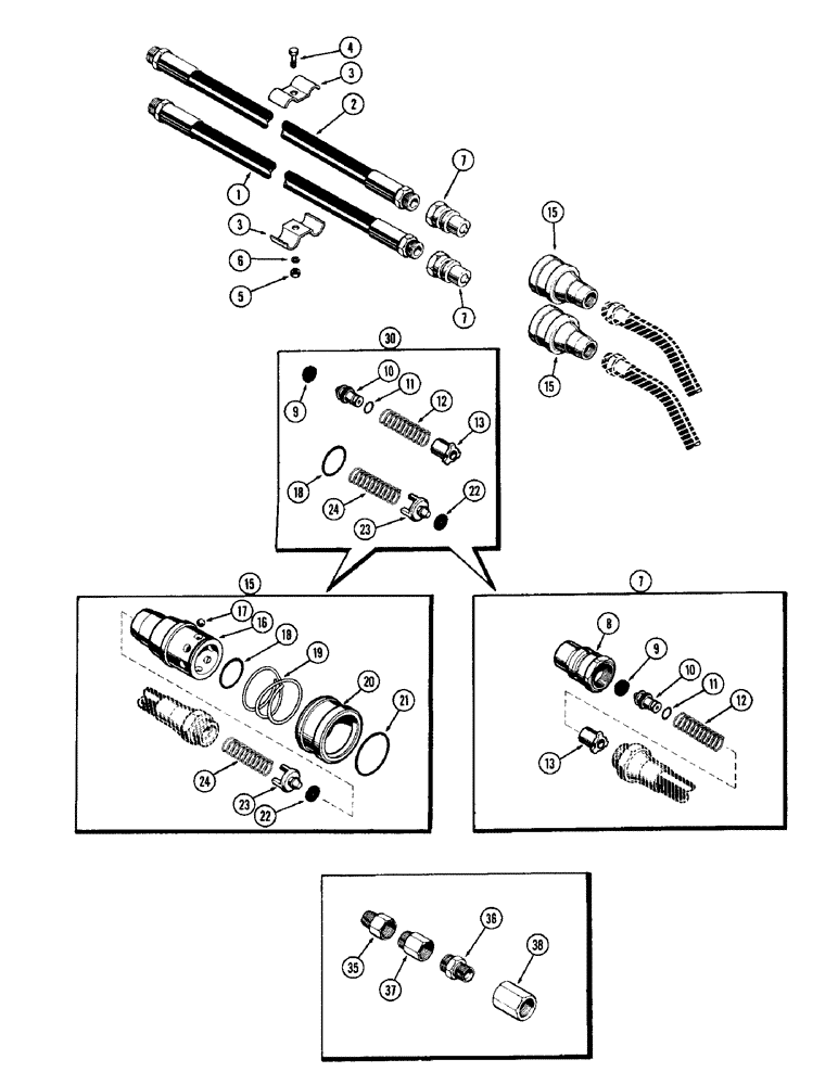 Схема запчастей Case IH 1470 - (150) - REMOTE HYDRAULIC HOSES AND COUPLINGS (08) - HYDRAULICS