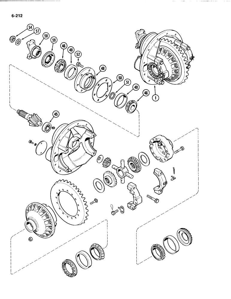 Схема запчастей Case IH 4494 - (6-212) - FRONT AXLE DIFFERENTIAL AND CARRIER, STANDARD DIFFERENTIAL, AXLE SERIAL NO. 13015953 AND AFTER (06) - POWER TRAIN