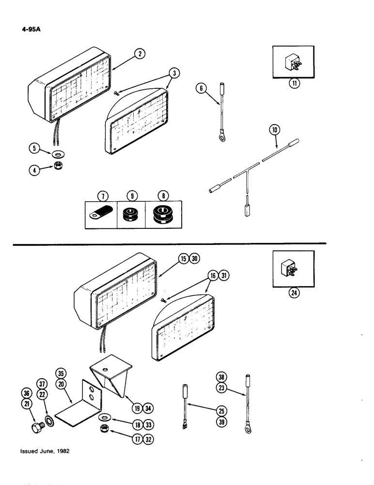 Схема запчастей Case IH 4490 - (4-095A) - FLOOD LAMP ATTACHMENT, CAB MOUNTED (04) - ELECTRICAL SYSTEMS