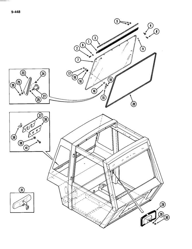 Схема запчастей Case IH 4494 - (9-448) - CAB, REAR WINDOW (09) - CHASSIS/ATTACHMENTS