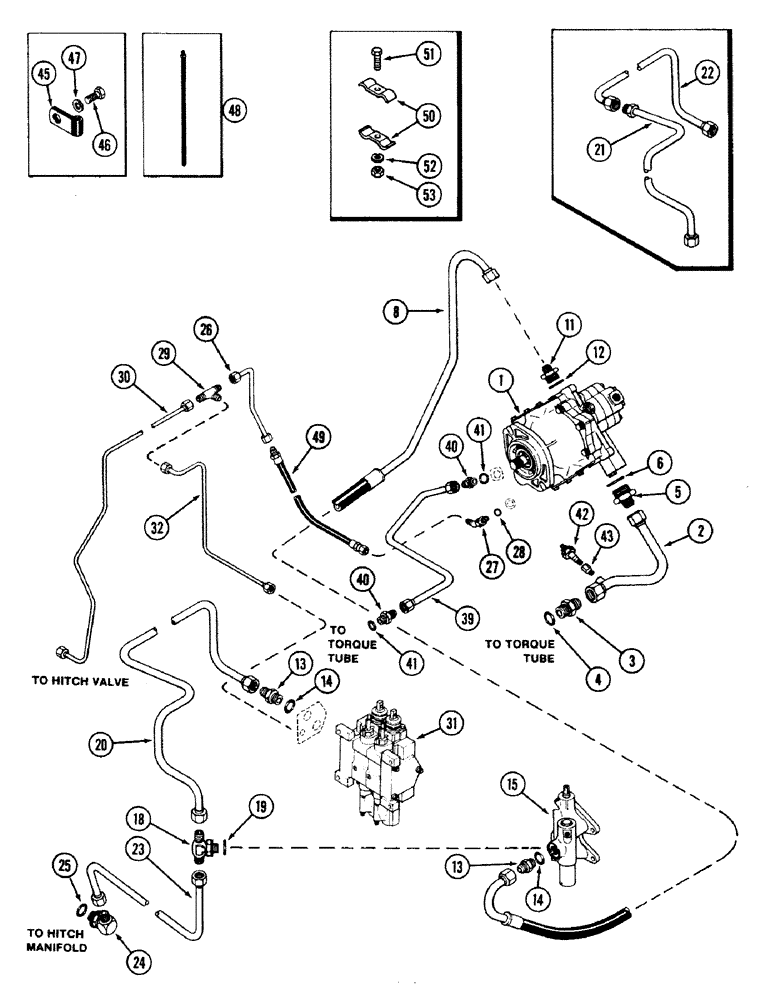 Схема запчастей Case IH 2594 - (8-004) - HYDRAULIC PUMP AND LINES, WITH HITCH, PRIOR TO TRANSMISSION SERIAL NO. 16283224 (08) - HYDRAULICS