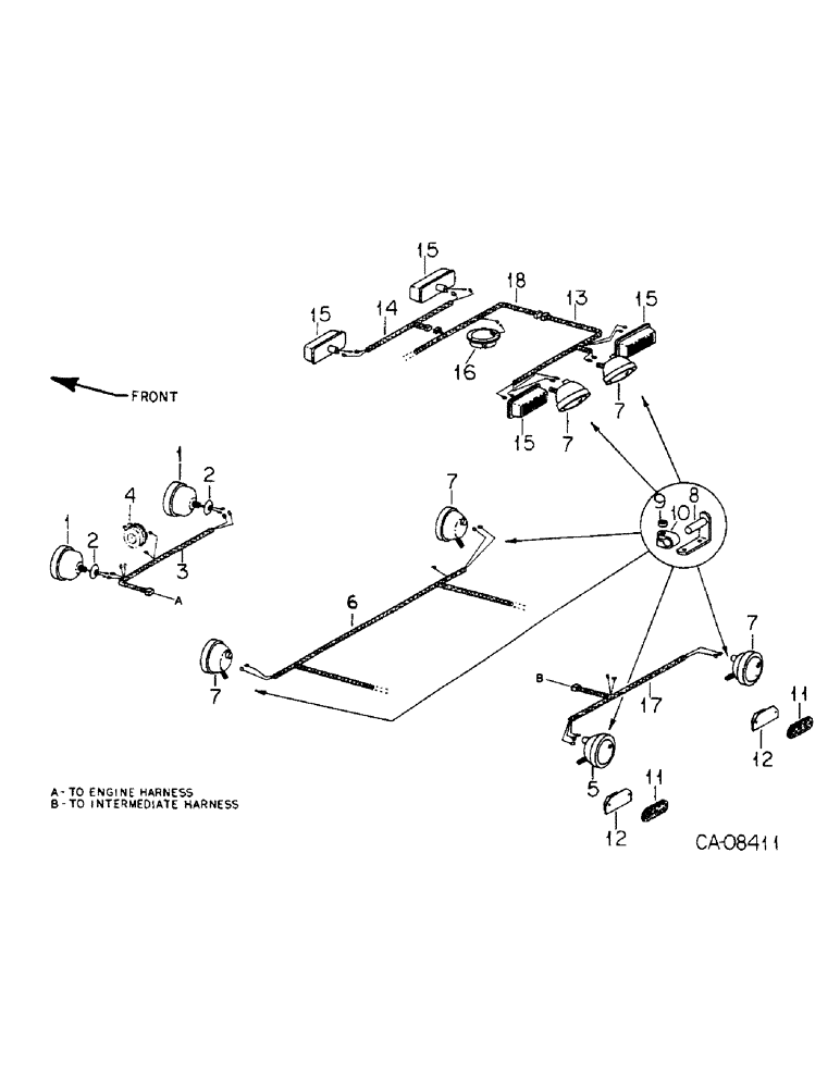 Схема запчастей Case IH 4786 - (08-07) - ELECTRICAL, TRACTOR LIGHTING CONNECTIONS AND MOUNTING (06) - ELECTRICAL