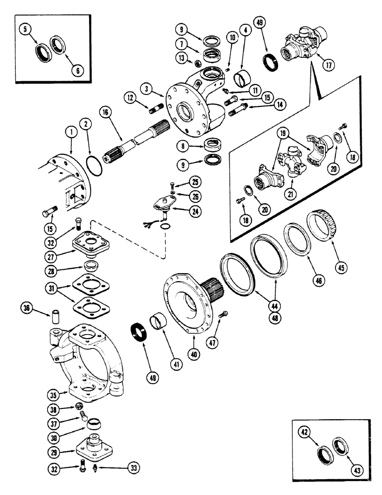 Схема запчастей Case IH 4694 - (6-192) - FRONT AXLE ASSEMBLY, LEFT TRUNNION AND SPINDLE, TRUNNION WITH BUSHING (06) - POWER TRAIN