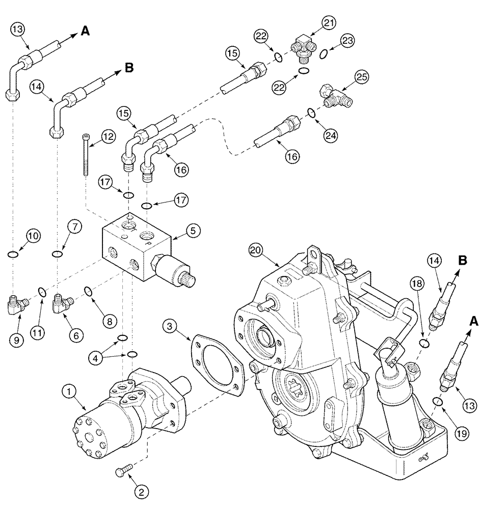 Схема запчастей Case IH 2344 - (08-37) - HYDRAULICS - FEEDER REVERSER - ASN JJC0174400 (07) - HYDRAULICS