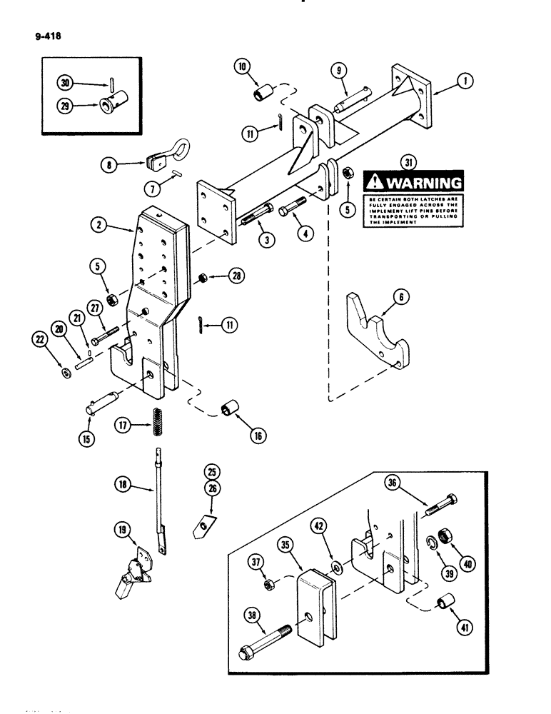 Схема запчастей Case IH 2294 - (9-418) - QUICK HITCH COUPLER, CATEGORY II AND III, WITH OFFSET FRAME (09) - CHASSIS/ATTACHMENTS