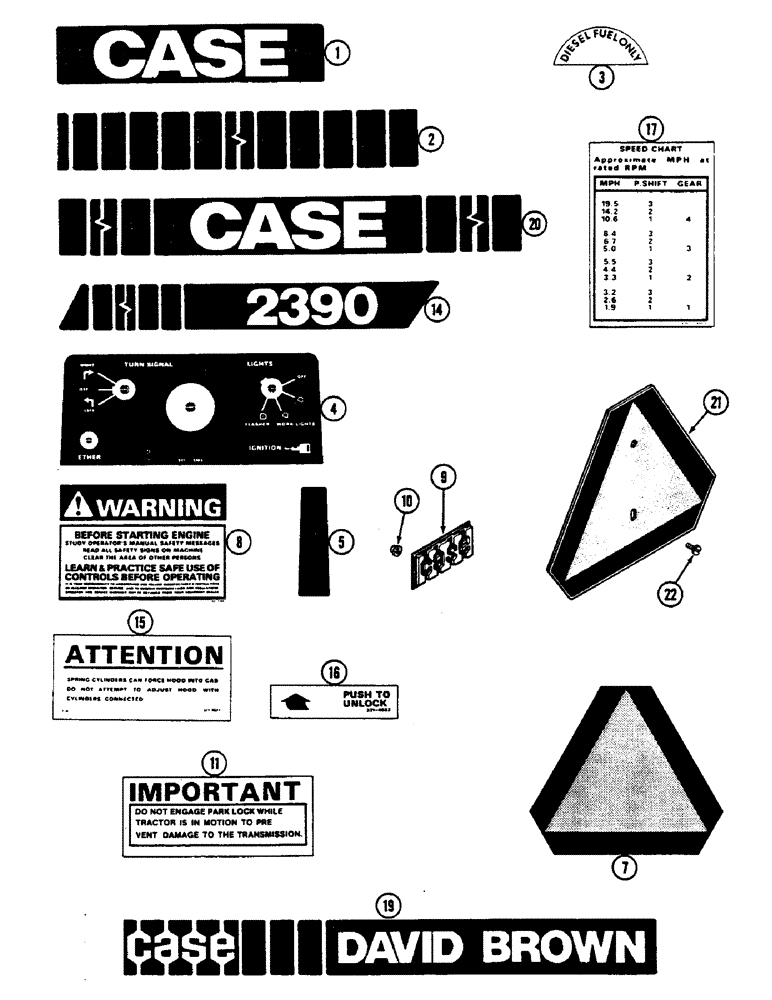 Схема запчастей Case IH 2390 - (9-350) - DECALS, TRACTOR KIT (09) - CHASSIS/ATTACHMENTS