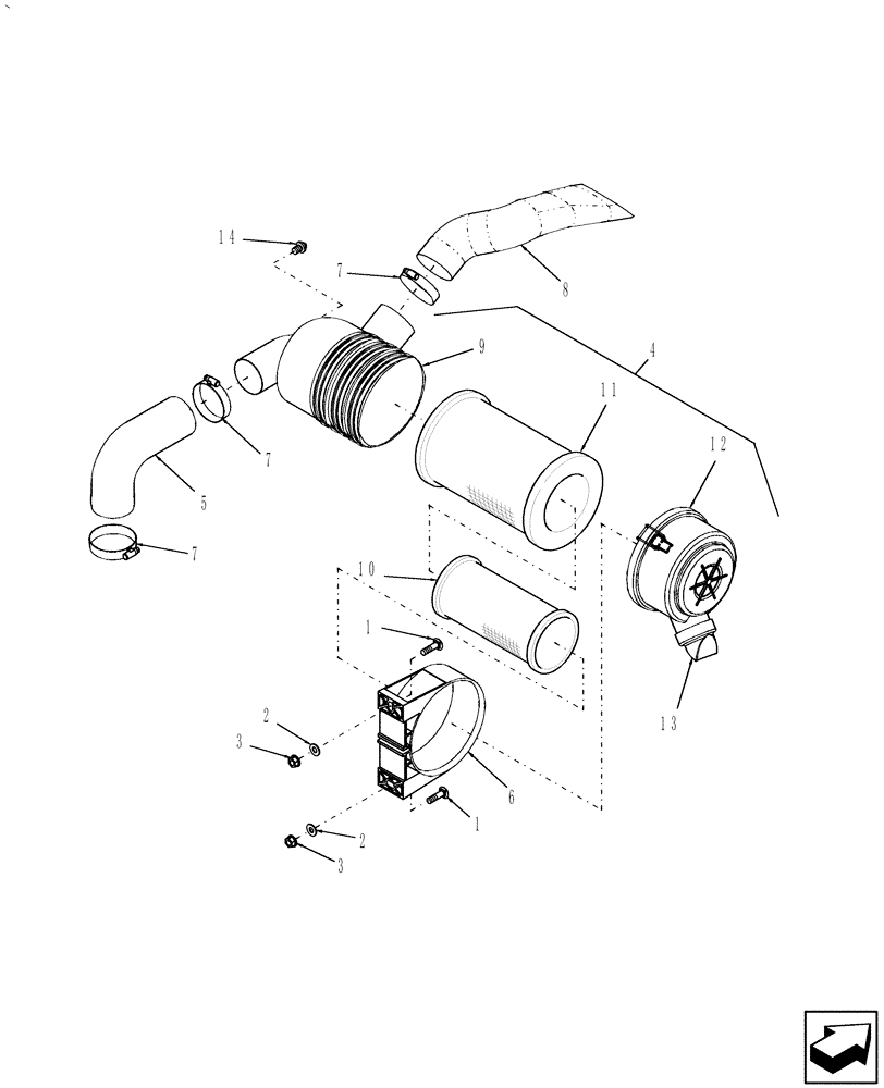 Схема запчастей Case IH DX45 - (02.04) - AIR CLEANER (02) - ENGINE EQUIPMENT