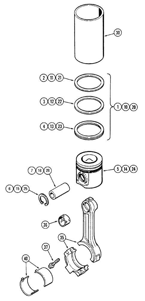 Схема запчастей Case IH MX170 - (02-26) - PISTONS AND CONNECTING RODS (10) - ENGINE