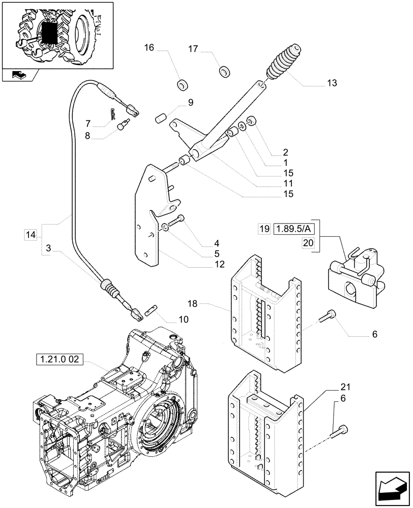 Схема запчастей Case IH PUMA 155 - (1.89.5) - SLIDER TOW HOOK WITH AUTO SWIVEL COUPLING LESS SWINGING DRAWBAR (GERMANY) (VAR.330938-330939) (09) - IMPLEMENT LIFT