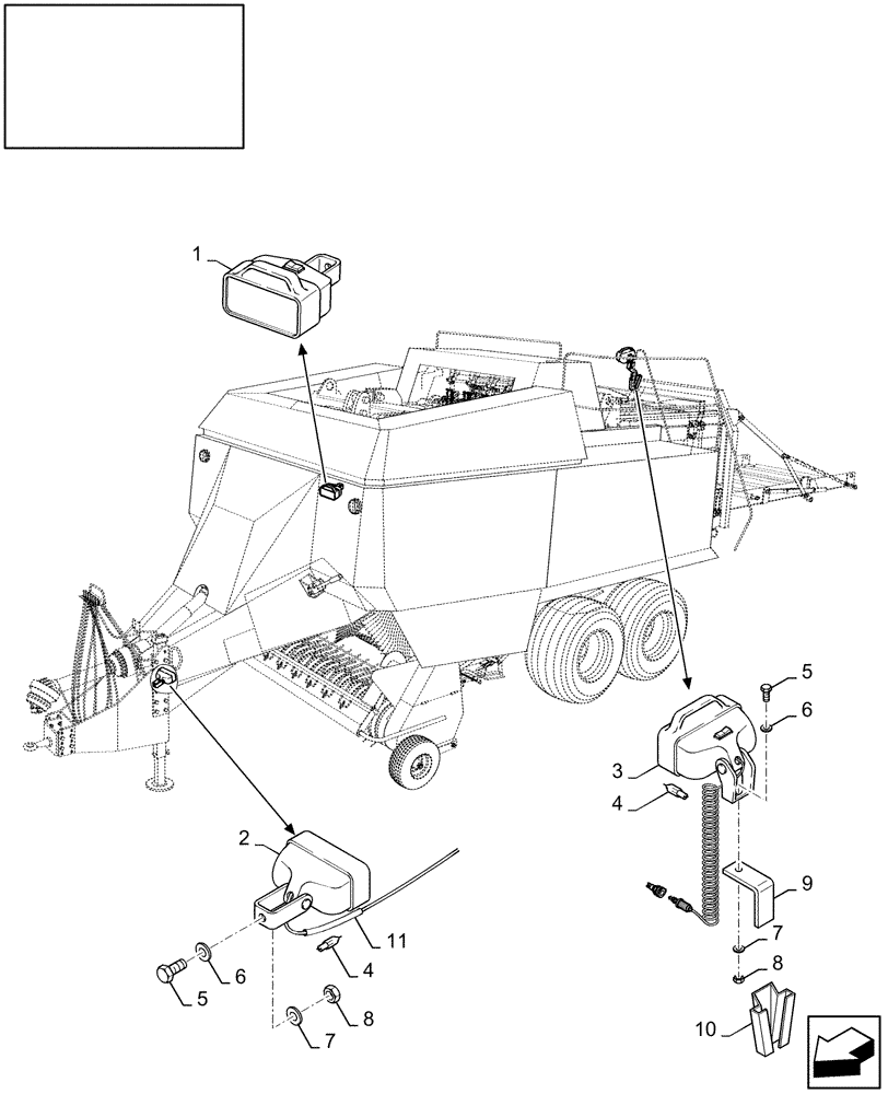 Схема запчастей Case IH LBX332S - (18.84067142[01]) - DIA : WORKING LIGHT KIT (18) - ACCESSORIES