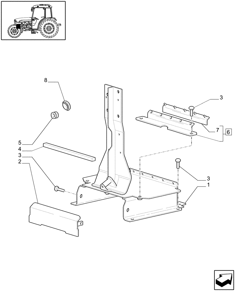 Схема запчастей Case IH JX1095C - (1.74.1/01) - (VAR.838-839) FRONT PTO LIFT - BATTERY MOUNTING (06) - ELECTRICAL SYSTEMS