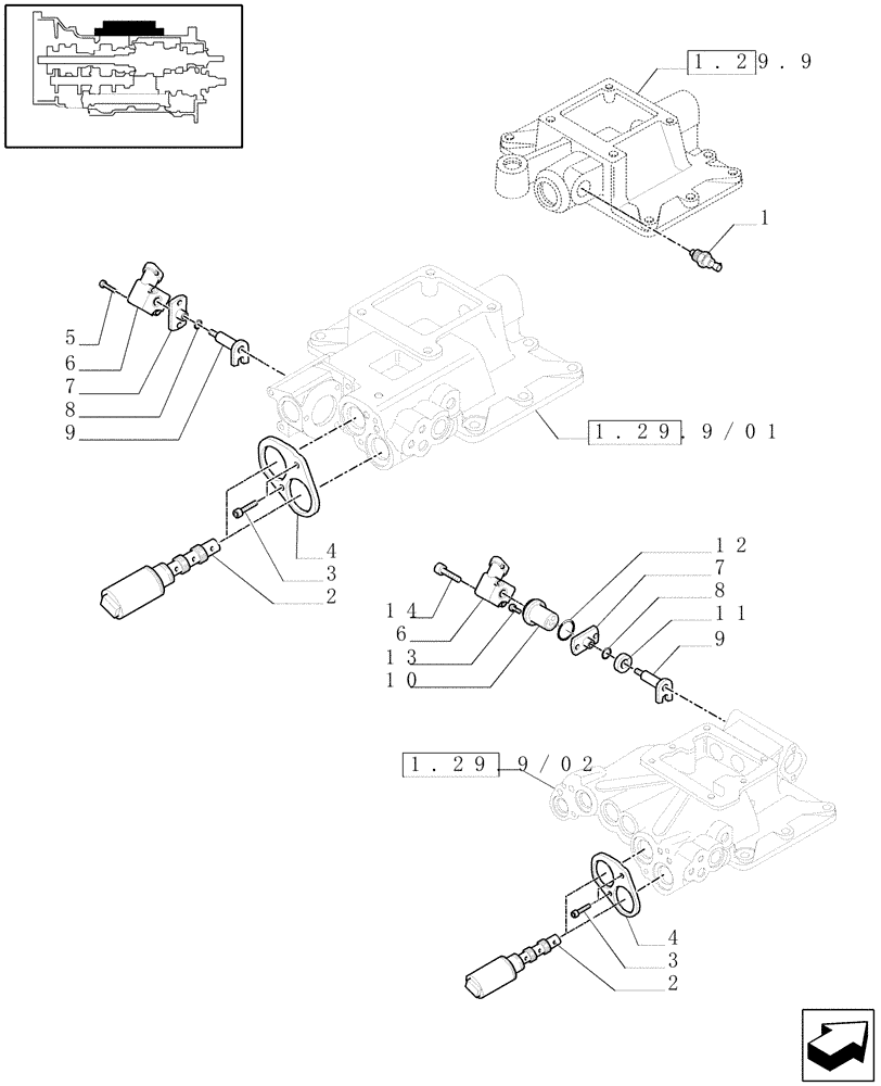 Схема запчастей Case IH MAXXUM 115 - (1.75.0[09]) - REVERSER AND SPEED GEARSHIFT MECHANISM SWITCHES AND SOLENOID VALVES (06) - ELECTRICAL SYSTEMS