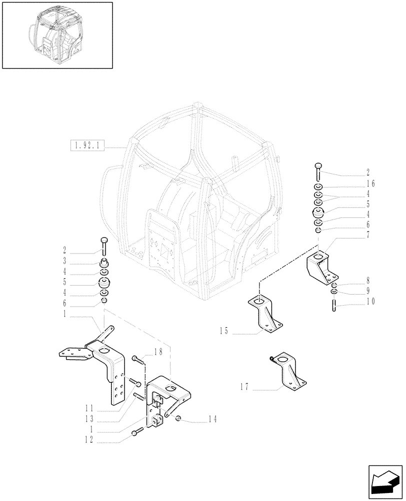 Схема запчастей Case IH MXU115 - (1.92.6) - CAB SUPPORTS (10) - OPERATORS PLATFORM/CAB