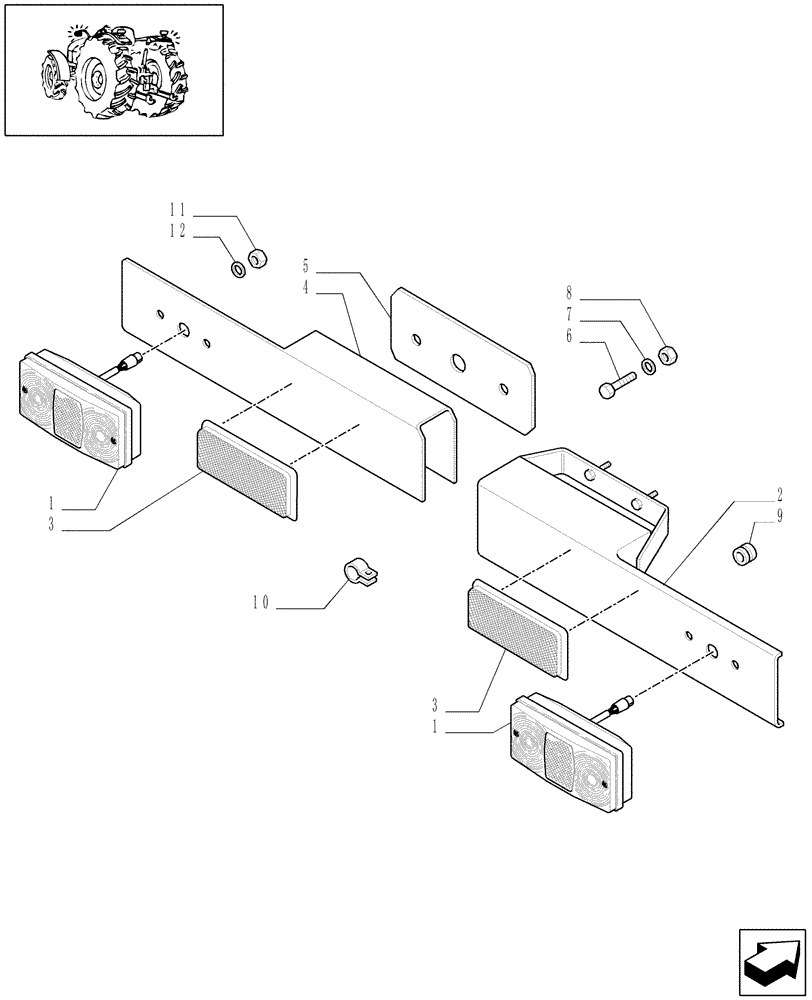 Схема запчастей Case IH JX1085C - (1.75.6/01) - (VAR.659) REAR LIGHT EXTENSION - L/CAB (06) - ELECTRICAL SYSTEMS