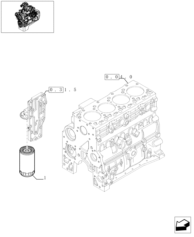 Схема запчастей Case IH F4GE0454A D610 - (0.30.2[01]) - OIL FILTERS - ENGINE (504033414) 