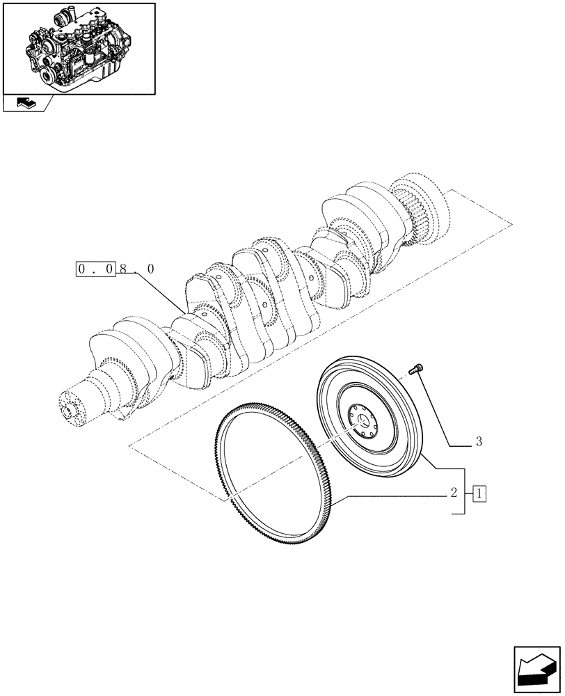 Схема запчастей Case IH F4HE9687S J100 - (0.08.3) - FLYWHEEL - ENGINE (2853681) 