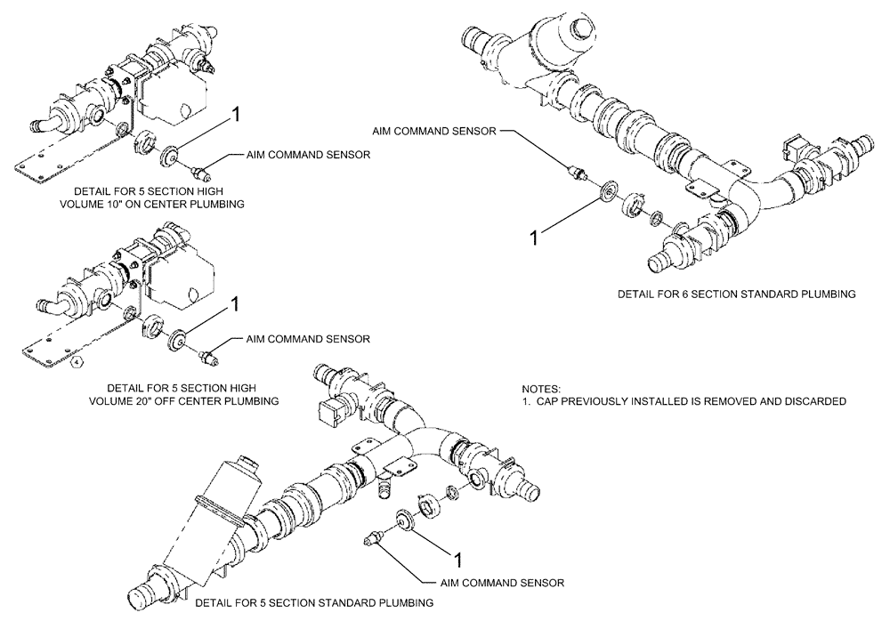 Схема запчастей Case IH 3230 - (55.440.29) - AIM SENSOR PLUMBING GROUP, CENTER SECTION (55) - ELECTRICAL SYSTEMS