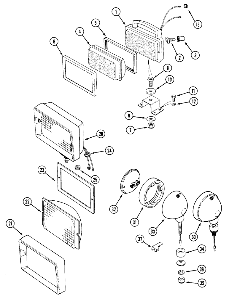 Схема запчастей Case IH 1294 - (4-70) - REAR FLOOD LAMP (04) - ELECTRICAL SYSTEMS