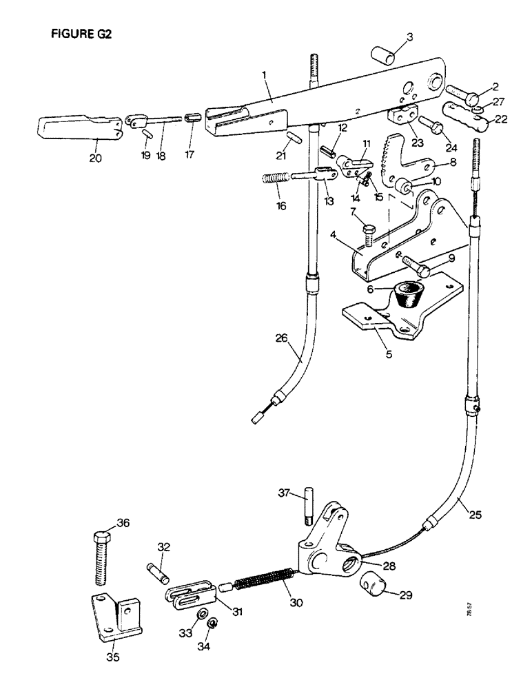 Схема запчастей Case IH 1410 - (G2-1) - BRAKES, HAND BRAKE LINKAGE, [A] 1410Q, 1412Q, [B] 1410Q 4WD [C]1410SK,1412SK (5.1) - BRAKES