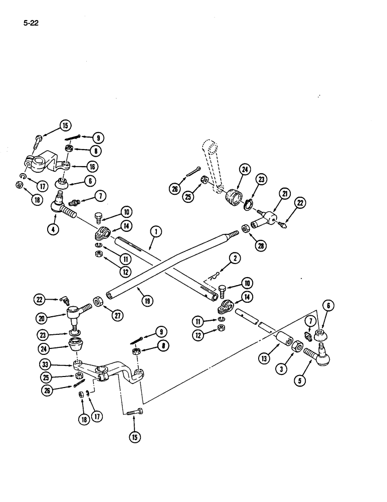 Схема запчастей Case IH 245 - (5-22) - TIE ROD AND STEERING LINKAGE, ADJUSTABLE AXLE (05) - STEERING