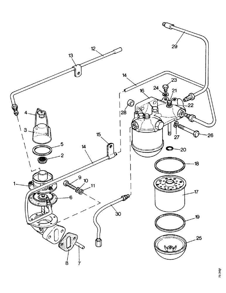 Схема запчастей Case IH 1490 - (A07-1) - FUEL FEED PUMP, FILTERS AND PIPES (01) - ENGINE