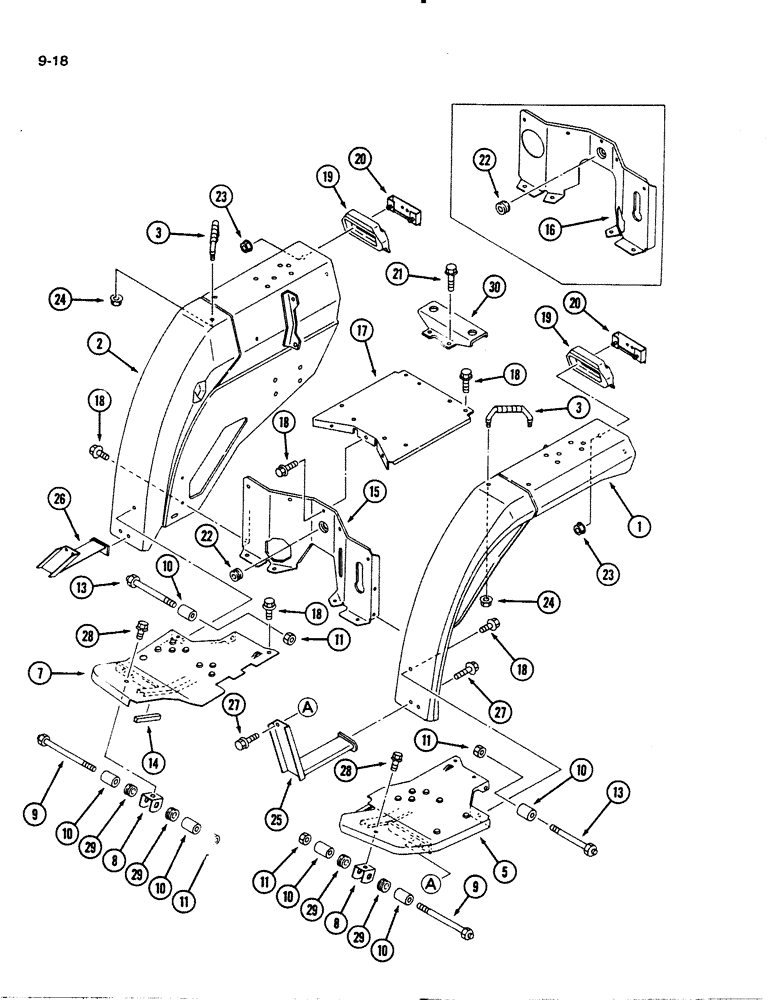 Схема запчастей Case IH 1140 - (9-18) - FENDERS, STEPS AND SUPPORTS (09) - CHASSIS/ATTACHMENTS