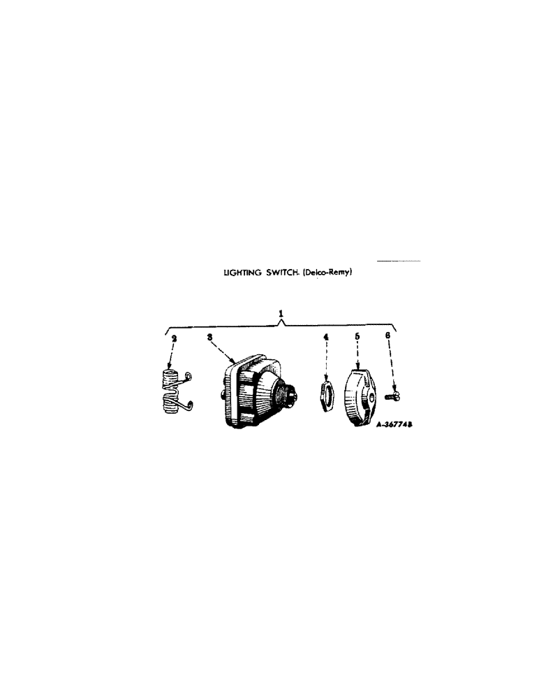 Схема запчастей Case IH 300 - (158) - ELECTRICAL SYSTEM, DIESEL ENGINE, LIGHTING SWITCH, DELCO-REMY (06) - ELECTRICAL SYSTEMS