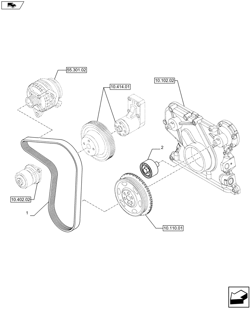 Схема запчастей Case IH F4GE9684C J602 - (10.402.03) - WATER PUMP - CONTROL (10) - ENGINE